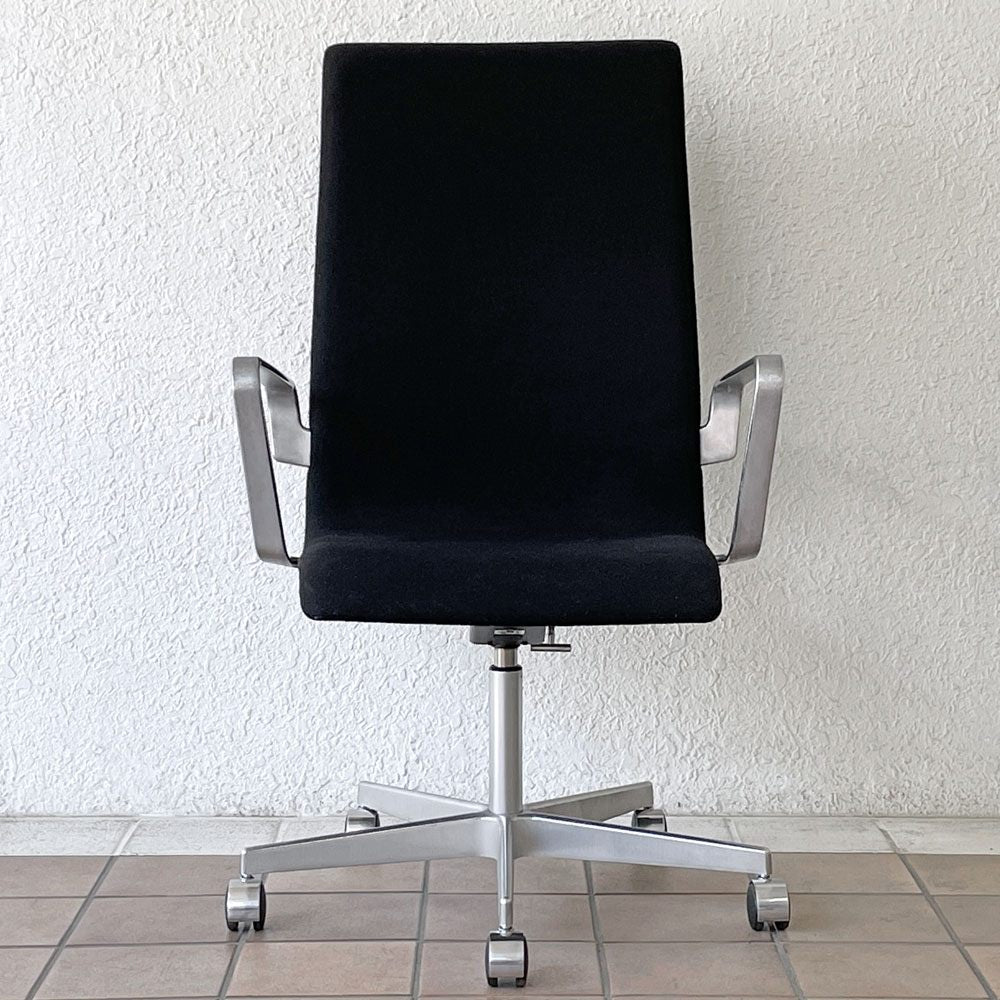 フリッツハンセン Fritz Hansen オックスフォード OXFORD チェア アームチェア ハイバック キャスター 昇降機能 ブラック アルネ・ヤコブセン 2008年製 ◇