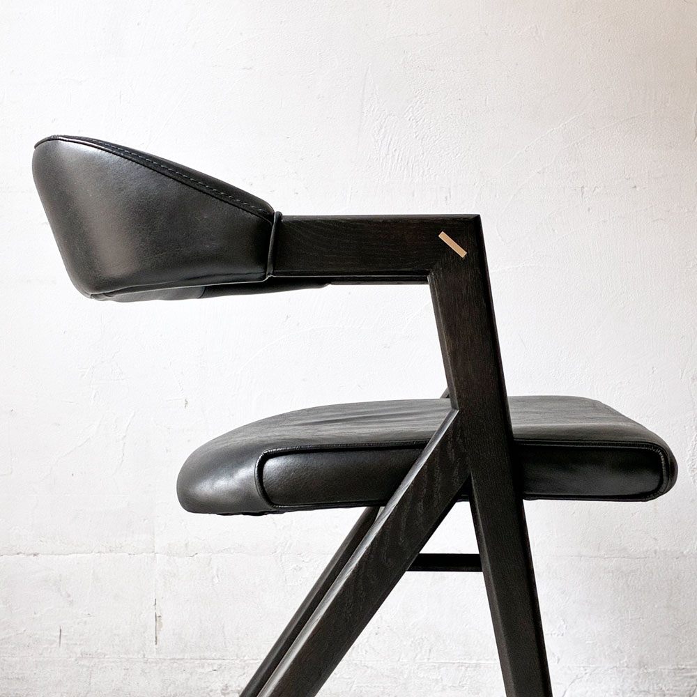 スクエアルーツ SQUARE ROOTS ランナチェア LANNA CHAIR ダイニングチェア アームチェア オーク材×牛革 レザー 美品 参考価格￥77,000- B ★