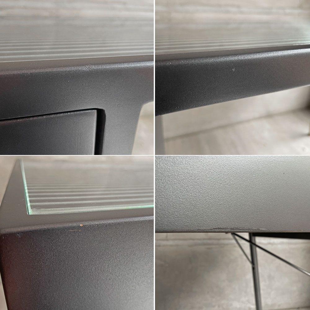 カレ KARE ラ ゴメラ La Gomera デスク コンソールテーブル ウッド×スチール ガラストップ ブラックパウダーコーティング インダストリアル モダンデザイン ドイツ ♪