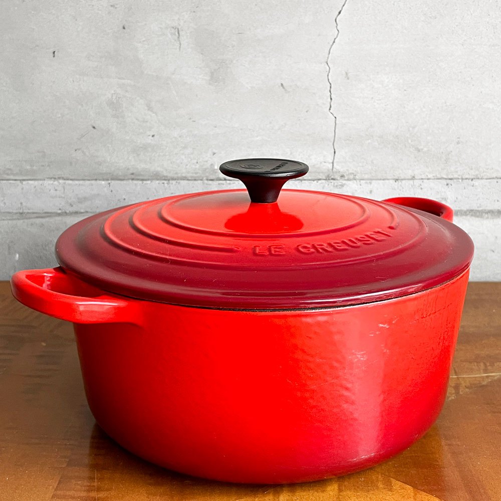 ルクルーゼ LE CREUSET ココットロンド 両手鍋 25cm レッド 鋳物 フランス ♪
