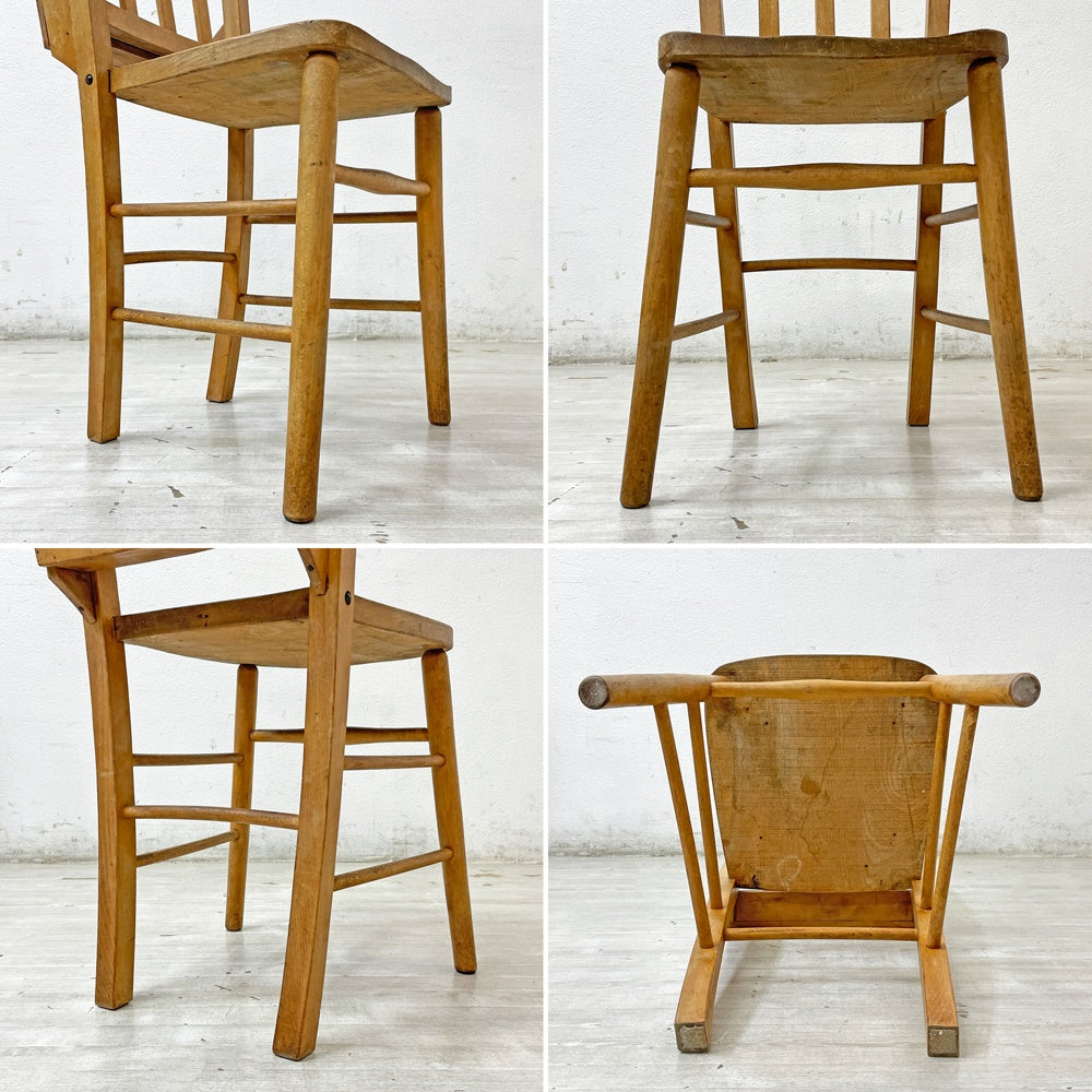 UKビンテージ UK Vintage チャーチチェア チャペルチェア ダイニングチェア バイブルボックス 教会椅子 英国家具 B ●