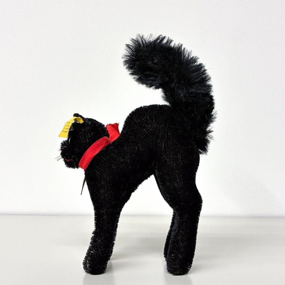 シュタイフ Steiff ブラックトムキャット Black Tom Cat 黒猫のぬいぐるみ Schwarzer Kater ドイツビンテージ ◎