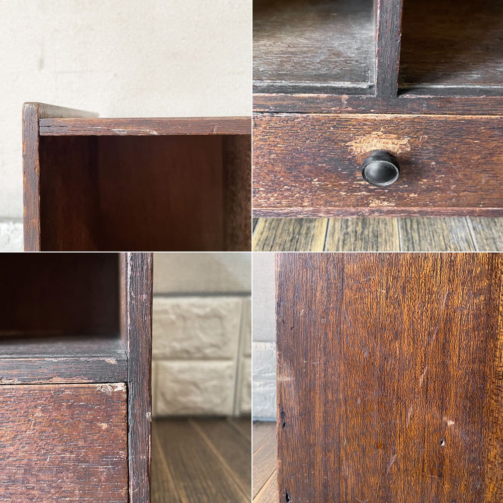 ジャパンビンテージ  Japan Vintage 古い木味のスモールキャビネット 抽斗1杯 本棚 文庫箱 W36cm 昭和レトロ 古家具 ◎