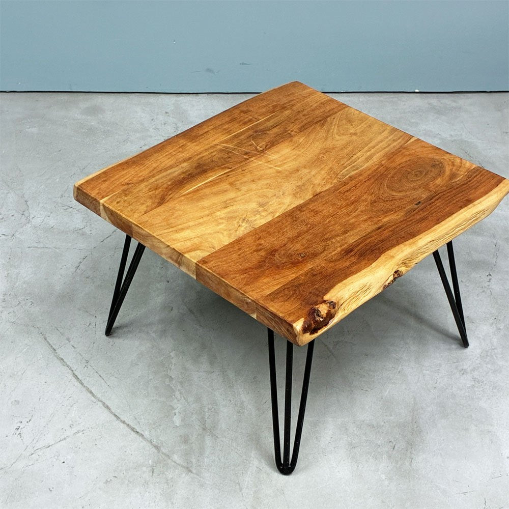 クラフト家具 Craft furniture 無垢材天板 ローテーブル ヘアピンレッグ 耳付き オーダーメイド ◎