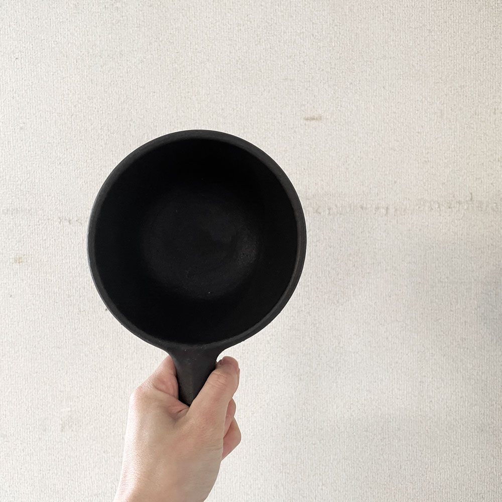 正島克哉 Katsuya Shoujima 片手土鍋 黒 小 全幅19.5cm 直火可 工房正島 現代作家 A ◎