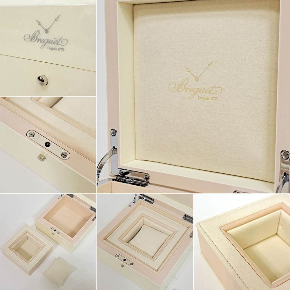 ブレゲ BREGUET 腕時計 純正ボックス 木製 箱のみ アクセサリーボックス 小物入れ 説明書 冊子付き フランス オフホワイト B ●