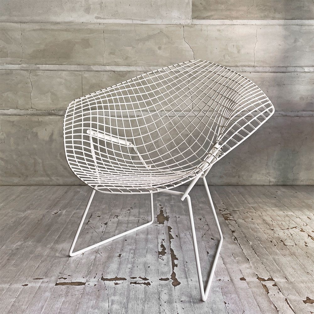 ノル Knoll ビンテージ ダイヤモンドチェア Diamond Chair ハリー・ベルトイア Harry Bertoia ホワイトフレーム ミッドセンチュリー ♪