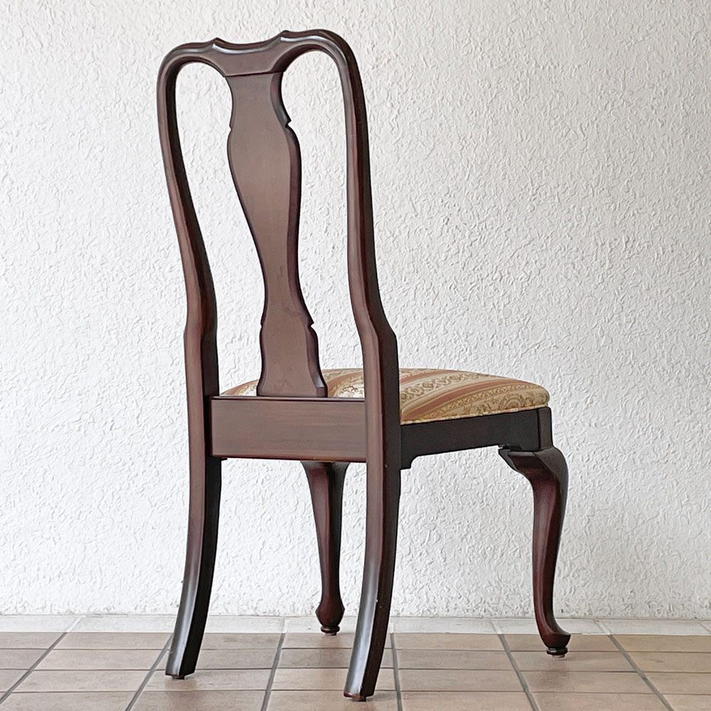 イーセンアーレン ETHAN ALLEN ビンテージ Vintage ダイニングチェア 猫脚 クラシカル クイーンアンスタイル 2脚セット ◇