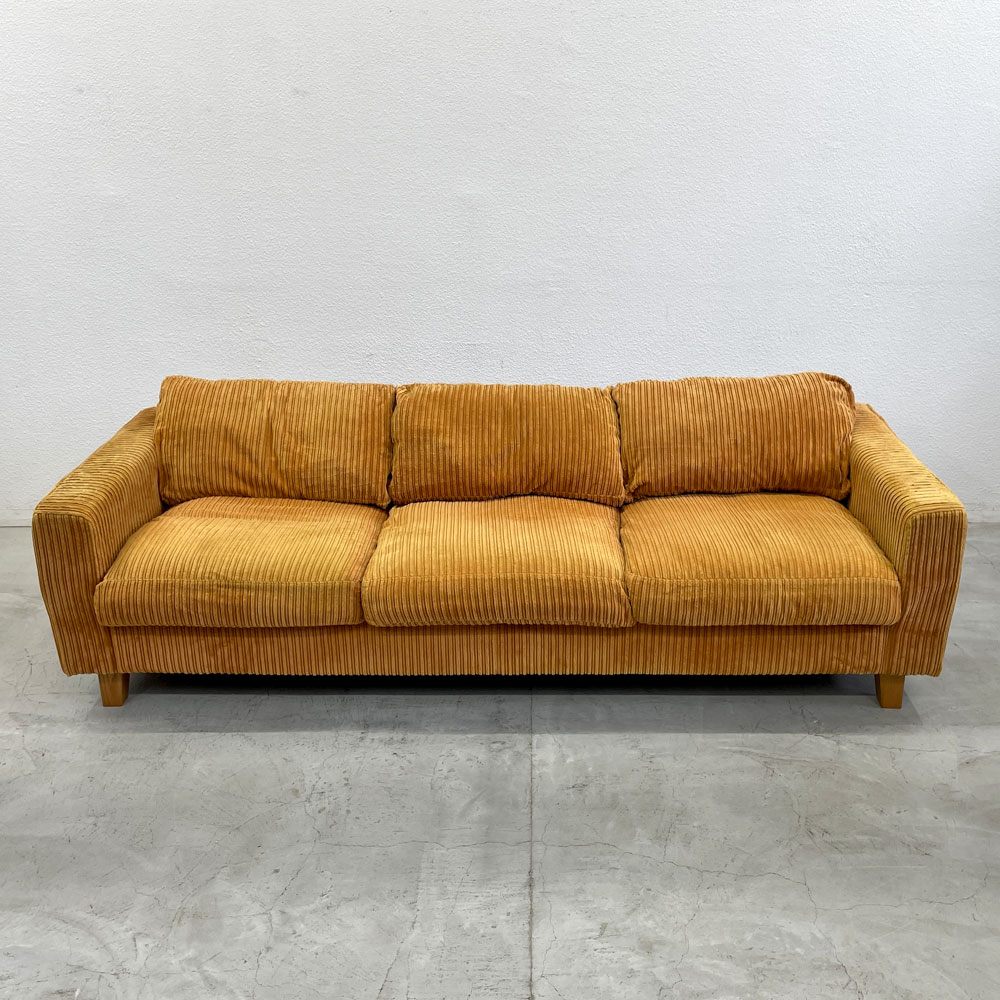 アクメファニチャー ACME Furniture ジェティ フェザー 3シーターソファ マスタード JETTY FEATHER SOFA コーデュロイ W230cm 定価390,500円〓