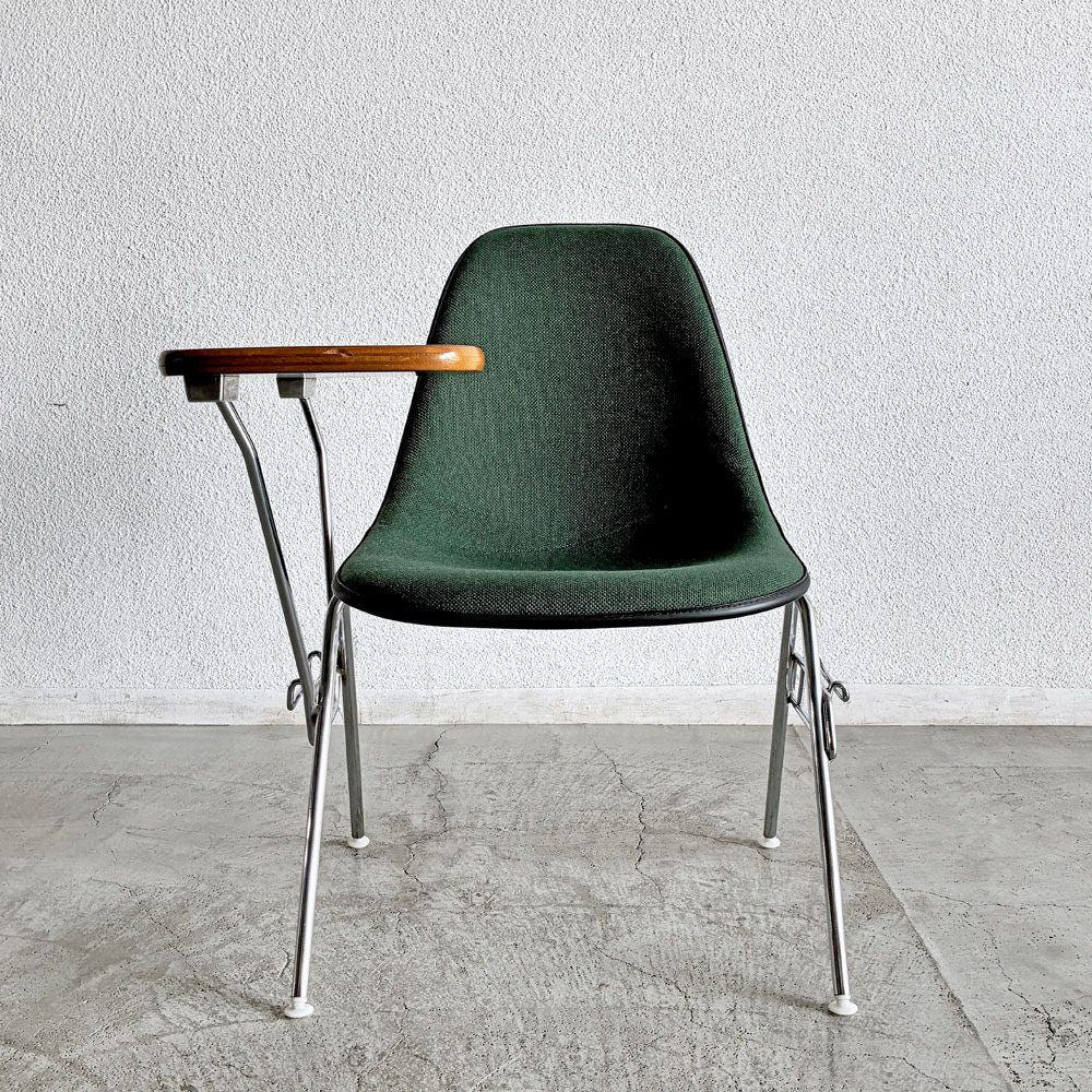 ハーマンミラー Herman Miller サイドシェルチェア セカンド 2nd ビンテージ アプホルスター スクールベース 肘掛けテーブル付 イームズ ミッドセンチュリー B 〓