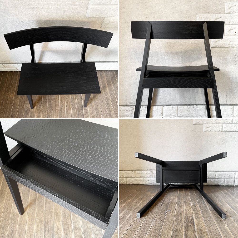 ワオ WOW ハーフチェア half chair オーパスワン Op.1 ホワイトアッシュ材 ブラック 引出し付 チョン・ウジン 旭川家具 定価￥62,700- ◎
