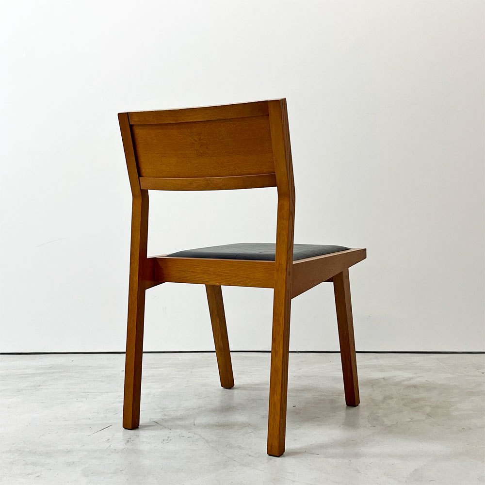 モダンデザイン Modern design ダイニングチェア 木製 合成皮革 ブラックレザーシート レトロ ビンテージスタイル B ●