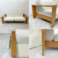 家具蔵 KAGURA モデルノ MODERNO 3Pソファ チェリー無垢材 ファブリック 現状品 ●