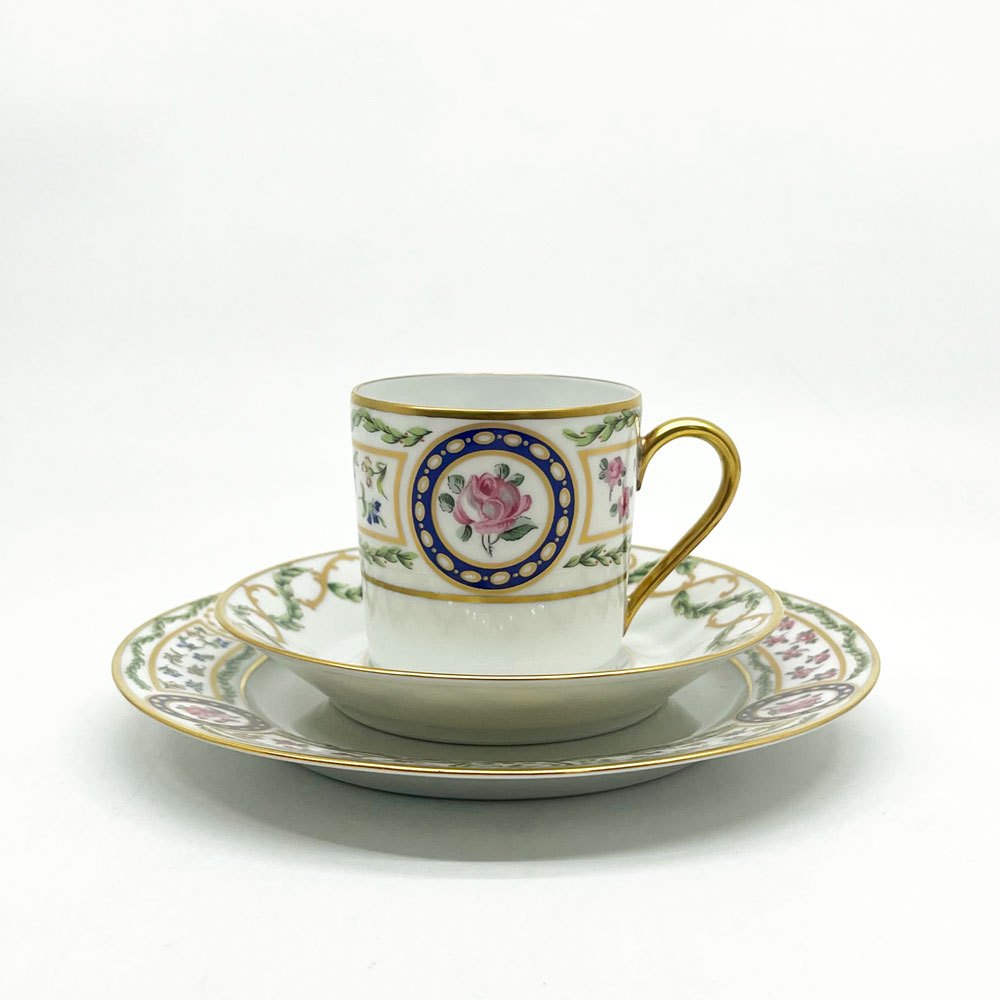アビランド HAVILAND リモージュ ルーヴシエンヌ デミタスカップ & ソーサー ケーキプレート 3点セット トリオセット ●