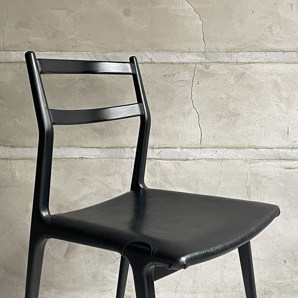 天童木工 TENDO インパラチェア Impala Chair ダイニングチェア ブラック 本革 ホワイトビーチ材 佐々木敏光 ジャパニーズミッドセンチュリーモダン B ♪