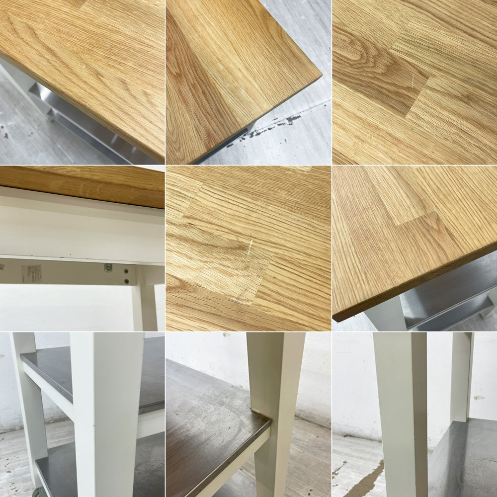 イケア IKEA STENSTORP アイランドキッチン キッチンワゴン カウンター キャスター トローリー 作業台 オーク無垢材 ステンレス棚 ●