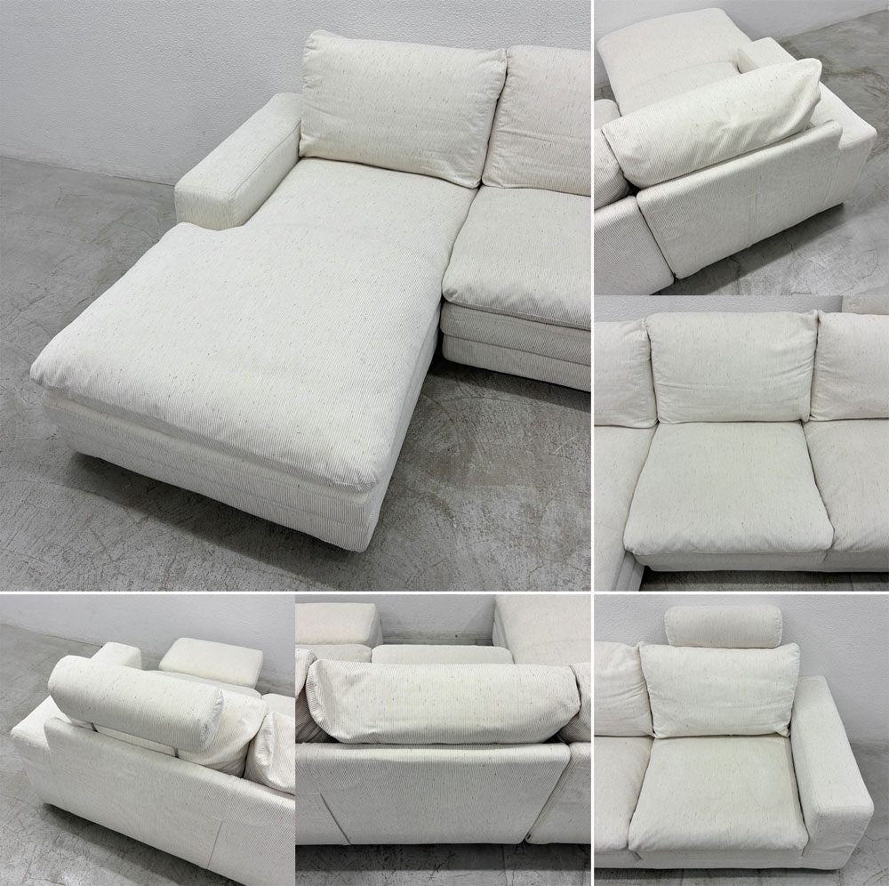アクタス ACTUS × フクラ HUKLA トリノ TORINO カウチソファ + 別売 オットマン スツール & ヘッドレスト 付属 W255cm カバーリング仕様 〓