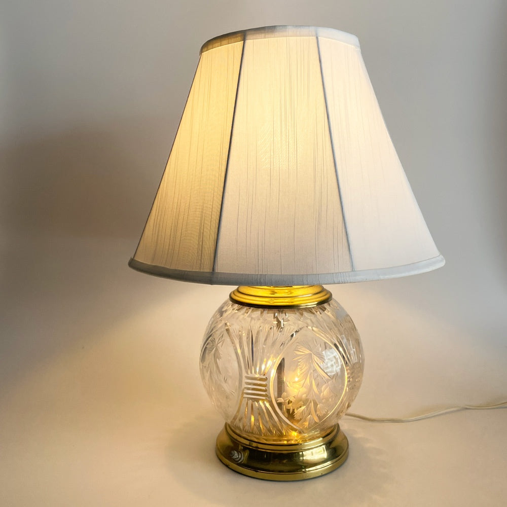 ヨーロピアンクラシカルデザイン European Classical Design テーブルランプ ガラスベース カットガラス ゴールド ファブリックシェード ■