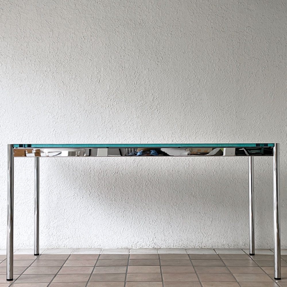 USMハラー USM Haller モジュラーファニチャー Modular Furniture ハラーテーブル ワークテーブル W150 ガラス天板 ブルー系 スイス ◇