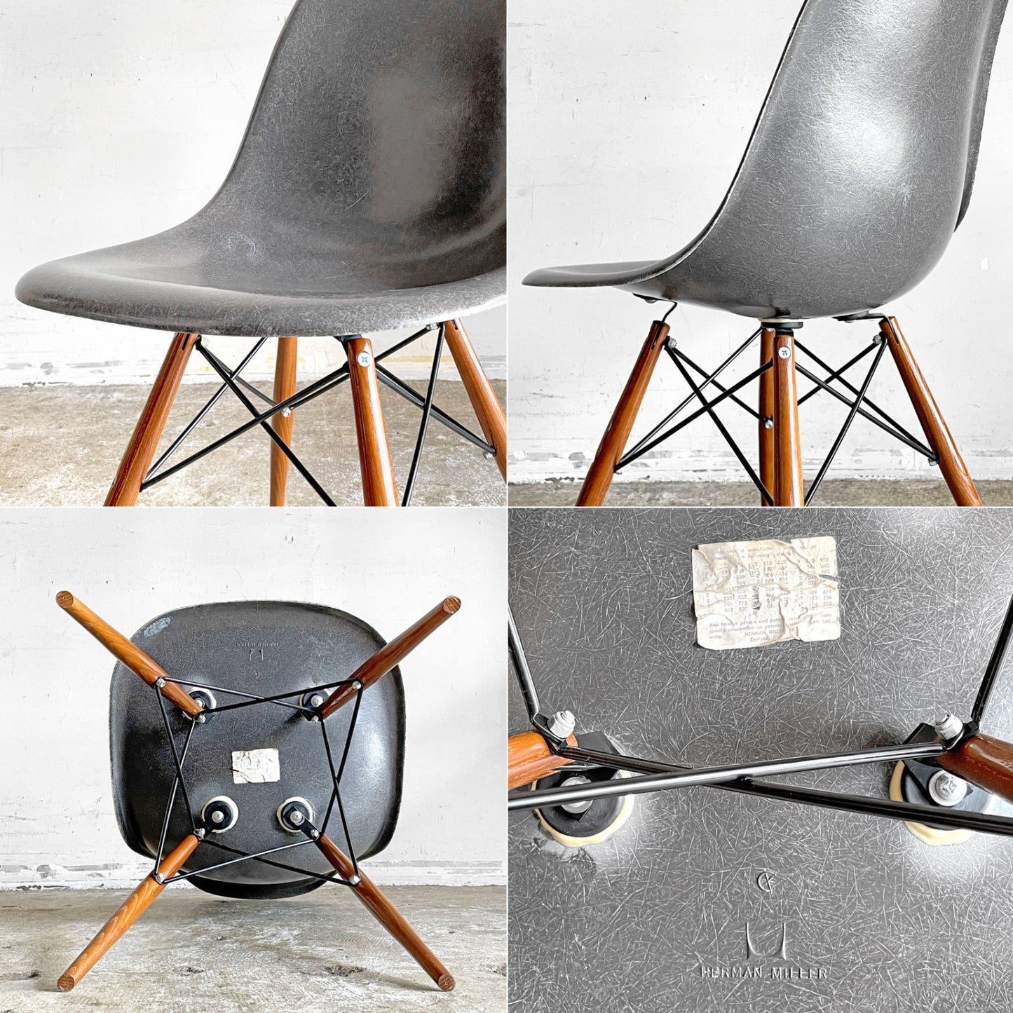 ハーマンミラー Herman Miller サイドシェルチェア セカンド 2nd FRP エレファントハイドグレー ドゥエルレッグ C&Rイームズ ミッドセンチュリー ■