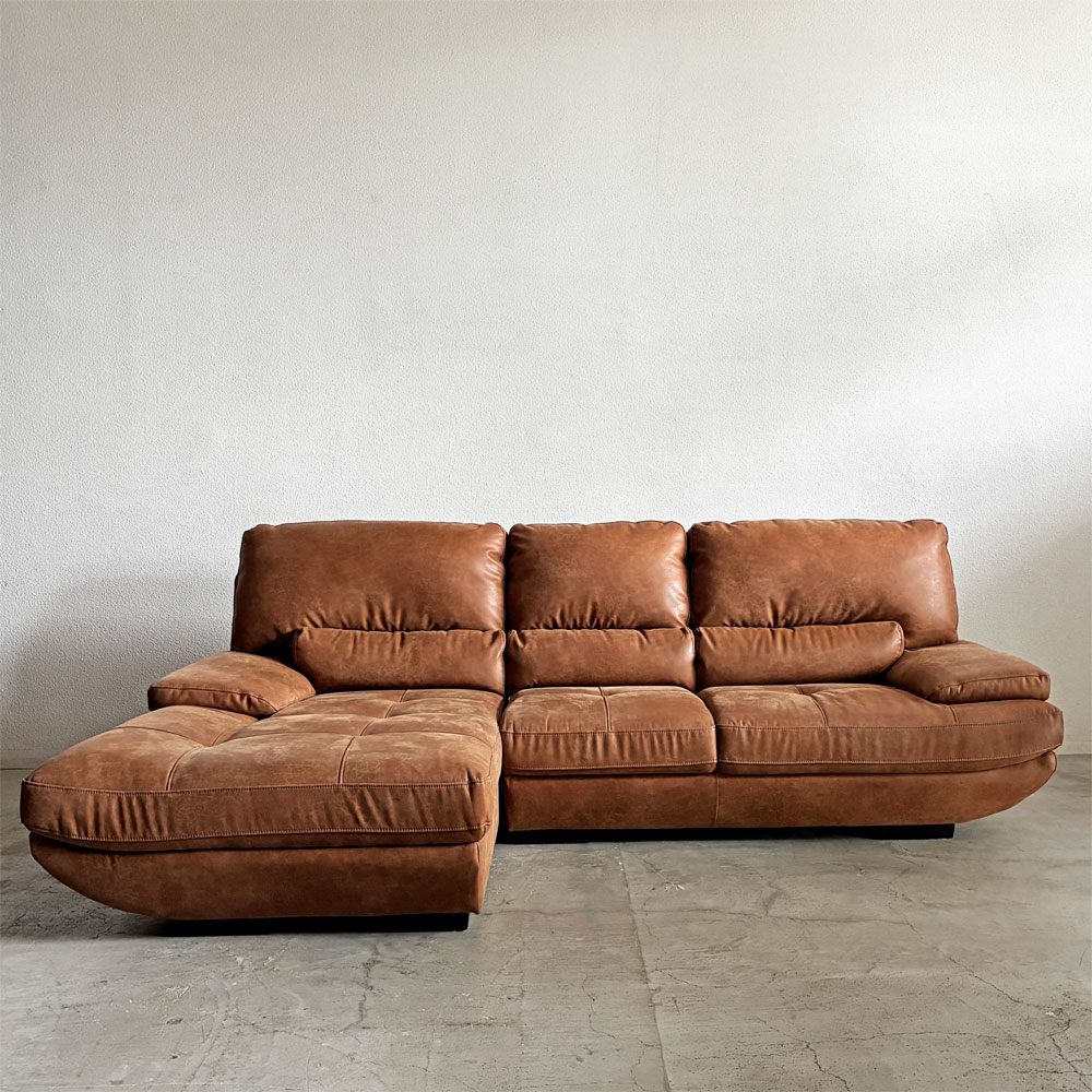 リラックスフォーム RELAX FORM トレビソ TREVISO スモールカウチソファ 右カウチ W240cm スーパーレザーテックス オーカーブラウン 関家具 参考価格￥229,800- B 〓