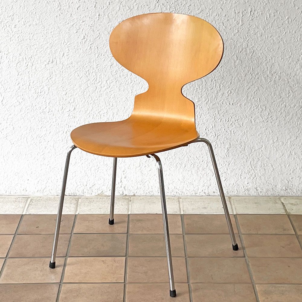フリッツハンセン Fritz Hansen アントチェア 4本脚 ナチュラルビーチ ラッカー アルネ・ヤコブセン 北欧家具 C ◇