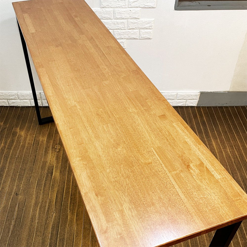 かなでもの KANADEMONO ザ・テーブル THE TABLE スタンディングデスク ラバーウッド材 ブラウン × ブラックスチール脚 トラペゾイド W180xH100cm ◎
