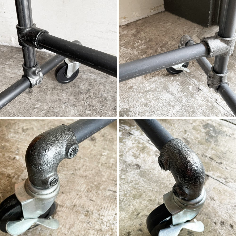 インダストリアルデザイン Industrial Design ハンガーラック 水道管パイプ ガス管 オーダー品 W164cm キャスター付き 店舗什器 ■