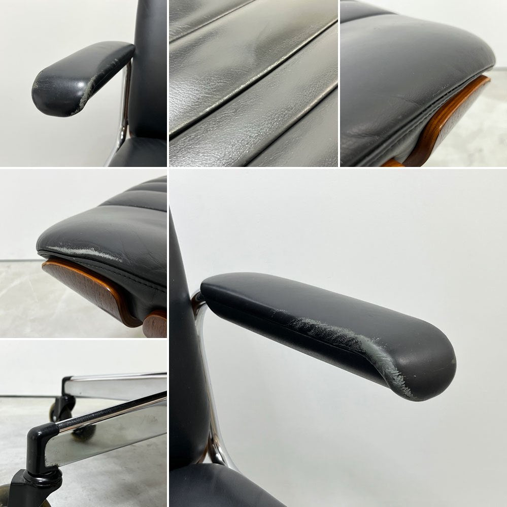 ジロフレックス giroflex ミドルバックアームチェア 83 ブラサ BRASA デスクチェア レザー プライウッド スイス ミッドセンチュリー ●