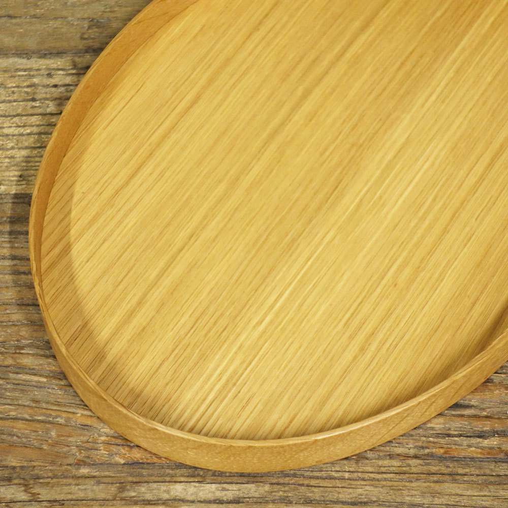 フナハシトモハル 楕円盆 オーク材 30x23cm オーバルトレイ 現代作家 ◎