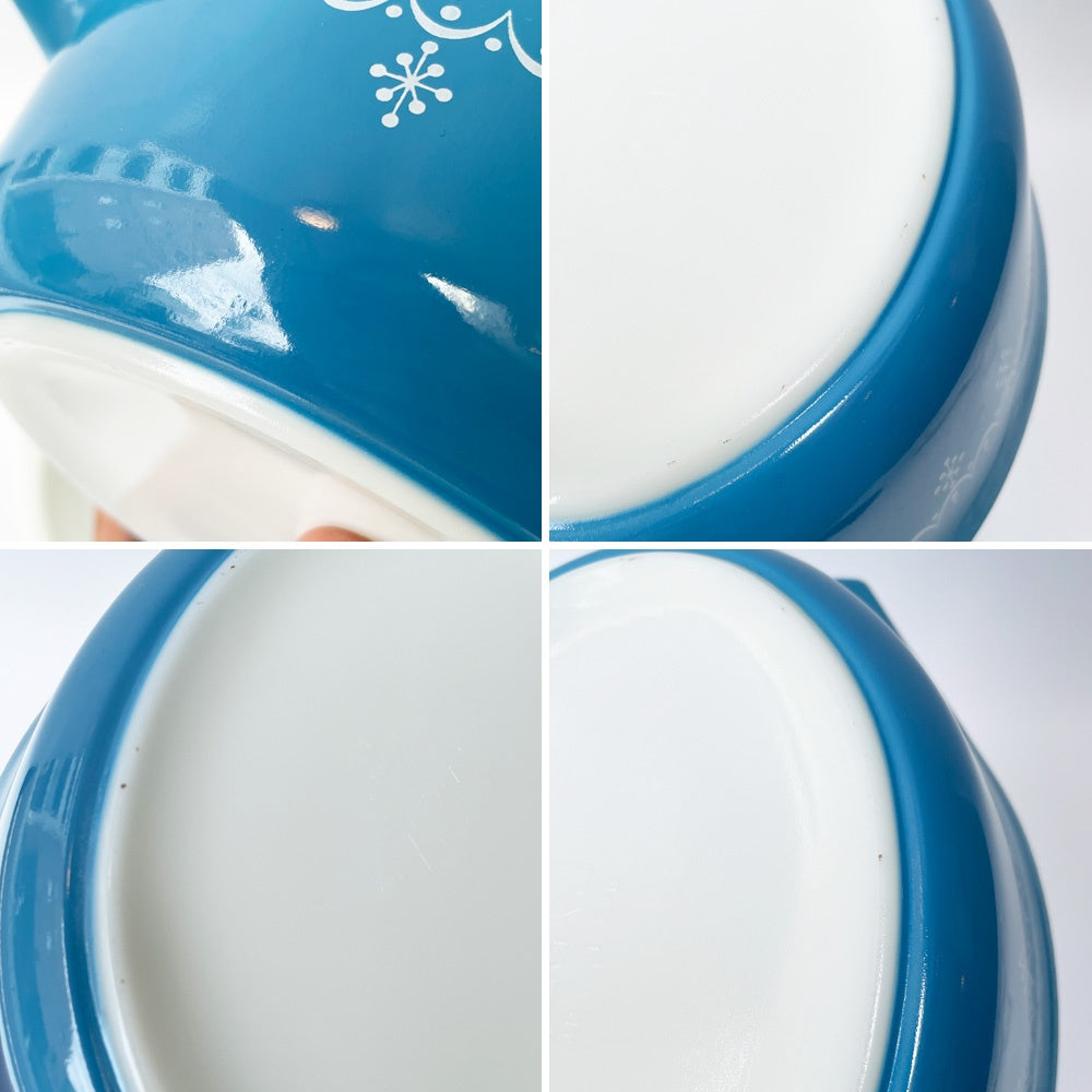 パイレックス Pyrex スノーフレーク ガーランド Snowflake キャセロール 蓋付 ブルー ミルクガラス ガラス オールドパイレックス USビンテージ ■
