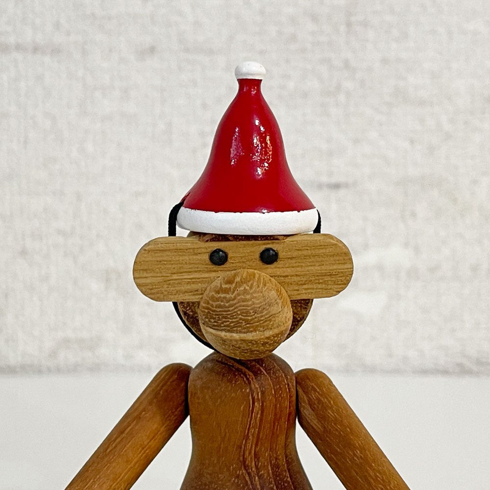 カイボイスン KAY BOJESEN DENMARK モンキー Monkey ミニ チーク 木製オブジェ H9.5cm サンタキャップ付 デンマーク 北欧雑貨 合計定価￥19,250- ◎