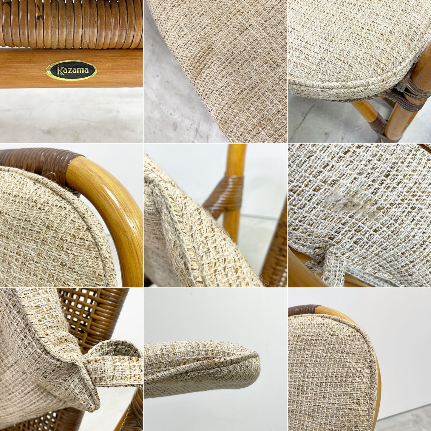 カザマ KAZAMA ルロット アームチェア Lurot Arm Chair ラタン 籐家具 ベージュ系 クッション付き インドネシア 定価￥48,800- B ●