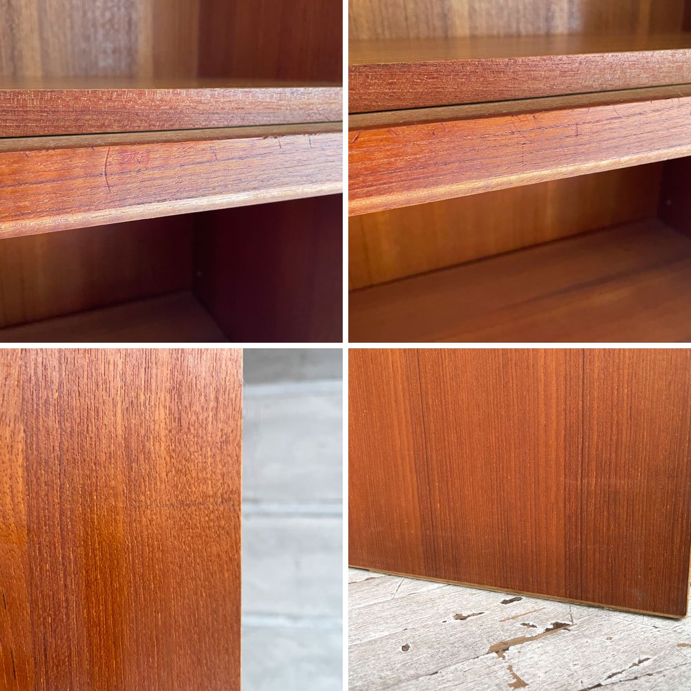 ジャパンビンテージ Japan Vintage チーク材 スリムシェルフ ブックシェルフ 本棚 オープンシェルフ 飾り棚  棚板可動式 上台付き ♪