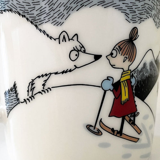 アラビア ARABIA ムーミンマグ MOOMIN ミスターブリスクと一緒にスキー シール付 フィンランド 北欧食器 2014年冬限定 ◎