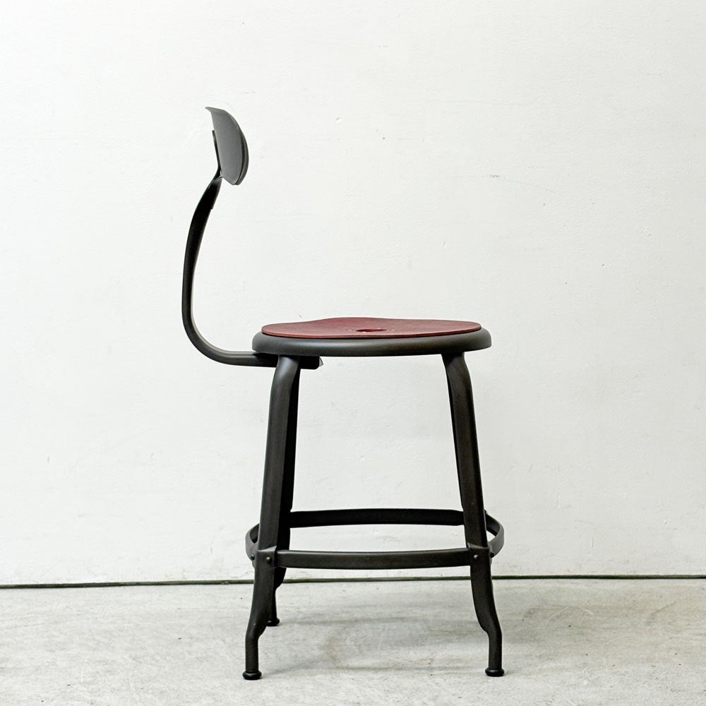 フェールトラヴァイユ FER TRAVAIL ニコルチェア NICOLLE Chair SH45cm ダイニングチェア スチール マットクリア仕上げ 別注モデル レザーパッド付 レッド インダストリアル フランス ●