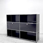 ユーエスエムハラー USMハラー USM Haller キャビネット シェルフ 2列3段 グラファイトブラック ドロップダウンドア ×2 鍵付き スイス ●