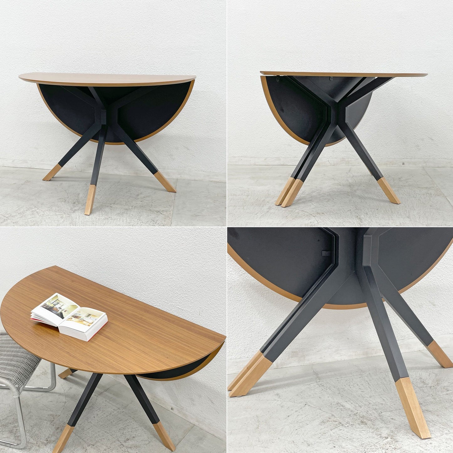 ボーコンセプト Boconcept ビルン BILLUND ラウンドテーブル バタフライテーブル ウォールナット×マットブラック 美品 〓