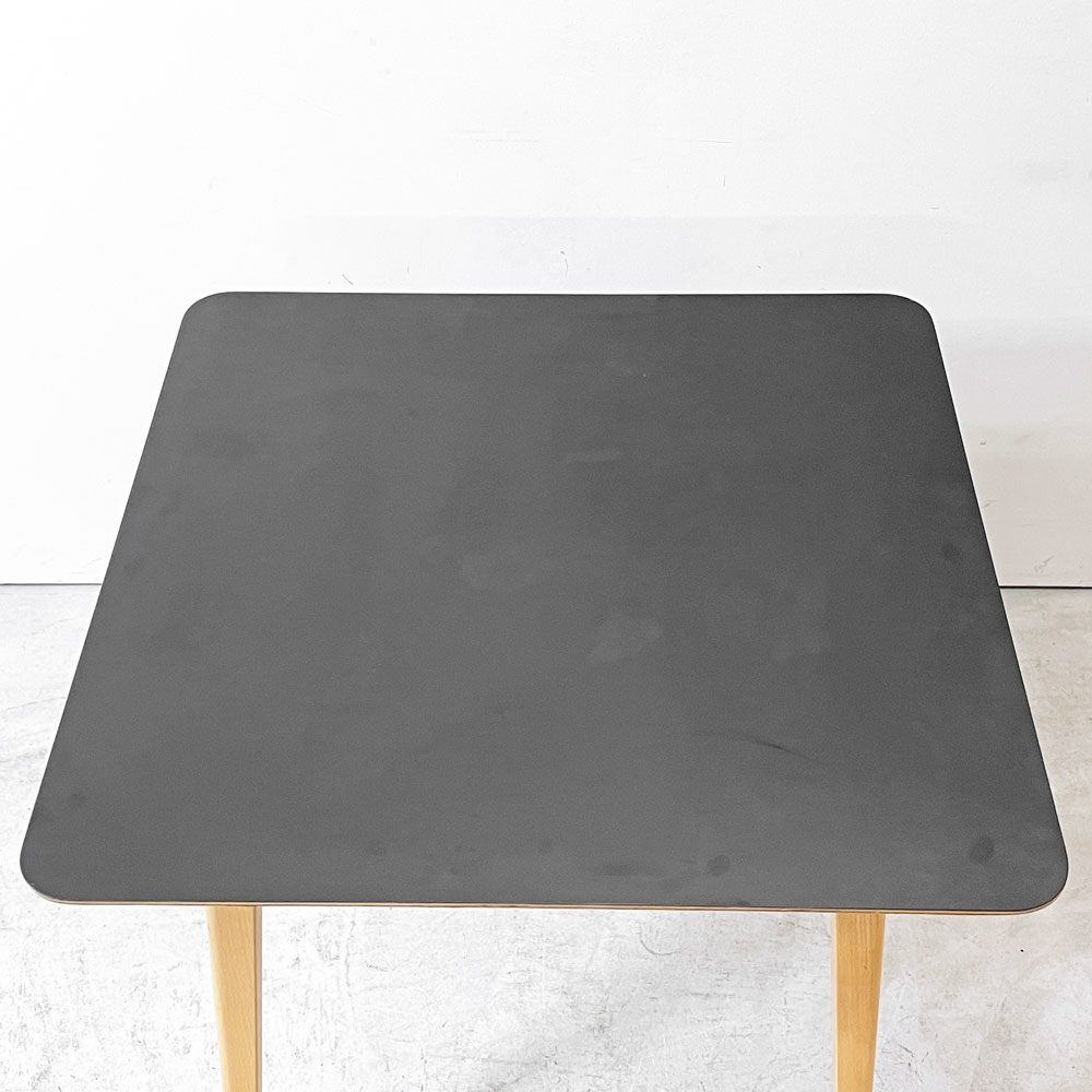ナチュラルモダン Natural Modern メラミントップ ダイニングテーブル ブラック ビーチ材 テーパードレッグ W80cm ●