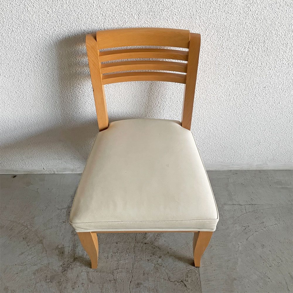カッシーナイクスシー Cassina ixc. カジノ CASINO ダイニングチェア ビーチ材 レザーシート オフホワイト系 フィリップ・ユーレル Philippe Hurel 廃番 A 〓