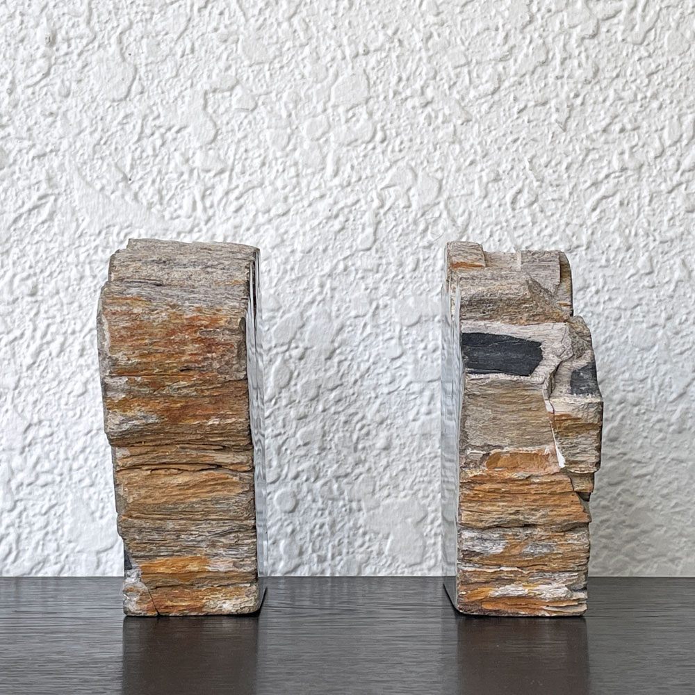 オーク ペトリファイド ウッド OAK Petrified Wood 珪化木 ブックエンド 本立て オブジェ ブラック系 ウッドストーン 鉱石 ◇