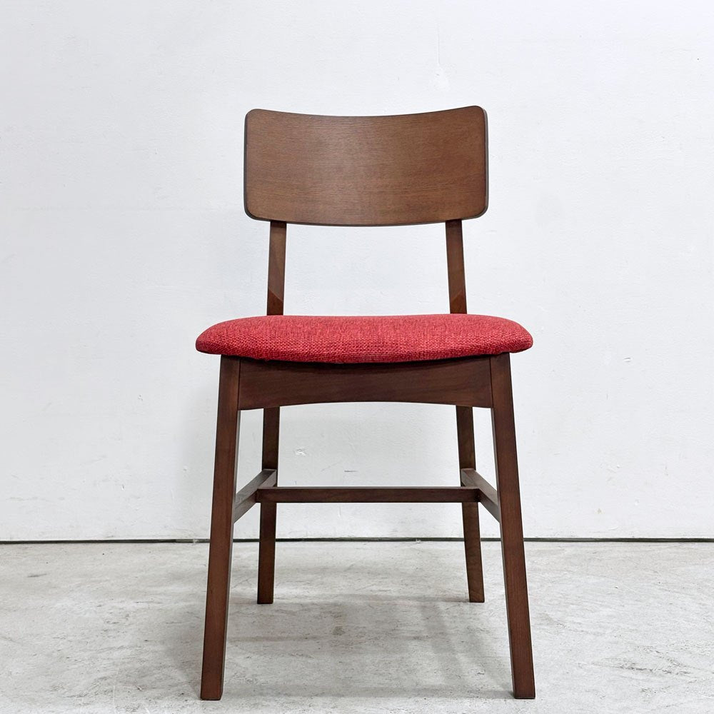 フランフラン Francfranc コムンチェア COMUN CHAIR ダイニングチェア アッシュ材 ファブリックシート レッドカラー 北欧スタイル 廃番 ●