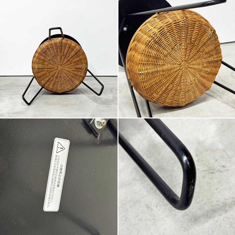 イデー IDEE ワラビー WALLABY サイドテーブル SIDE TABLE ラタン スチール ブラック ナチュラルモダン H60㎝ 定価￥39,900- ◎