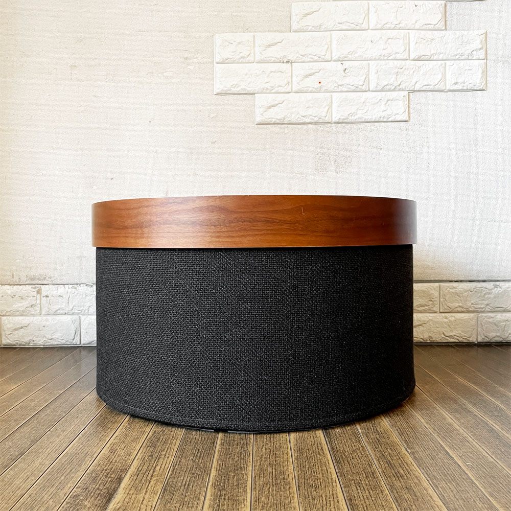 ソフトライン SOFTLINE ドラムスパフ DRUMS POUF スツール リビングテーブル ウォールナットトレイ Φ60cm アクタス取扱 定価￥69,300- ◎