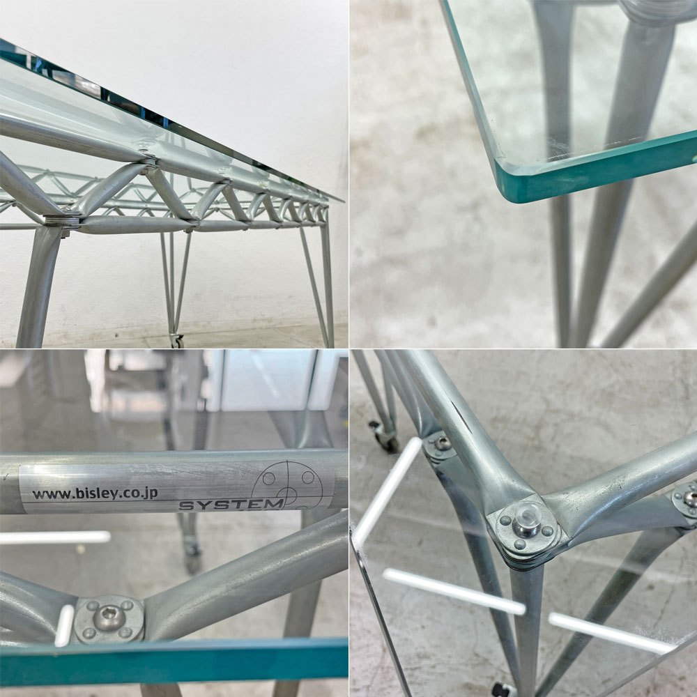 システム180 SYSTEM180 ガラストップテーブル ミーティングテーブル W205cm キャスター付き ドイツ 〓