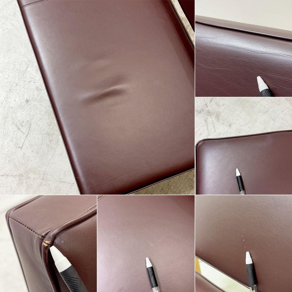 イデー IDEE ソリッドベンチ SOLID BENCH ソファ 2人掛けソファ 長椅子 W150cm PVCレザー ワインレッド アッシュ材フレーム 参考価格￥199,900～ ●