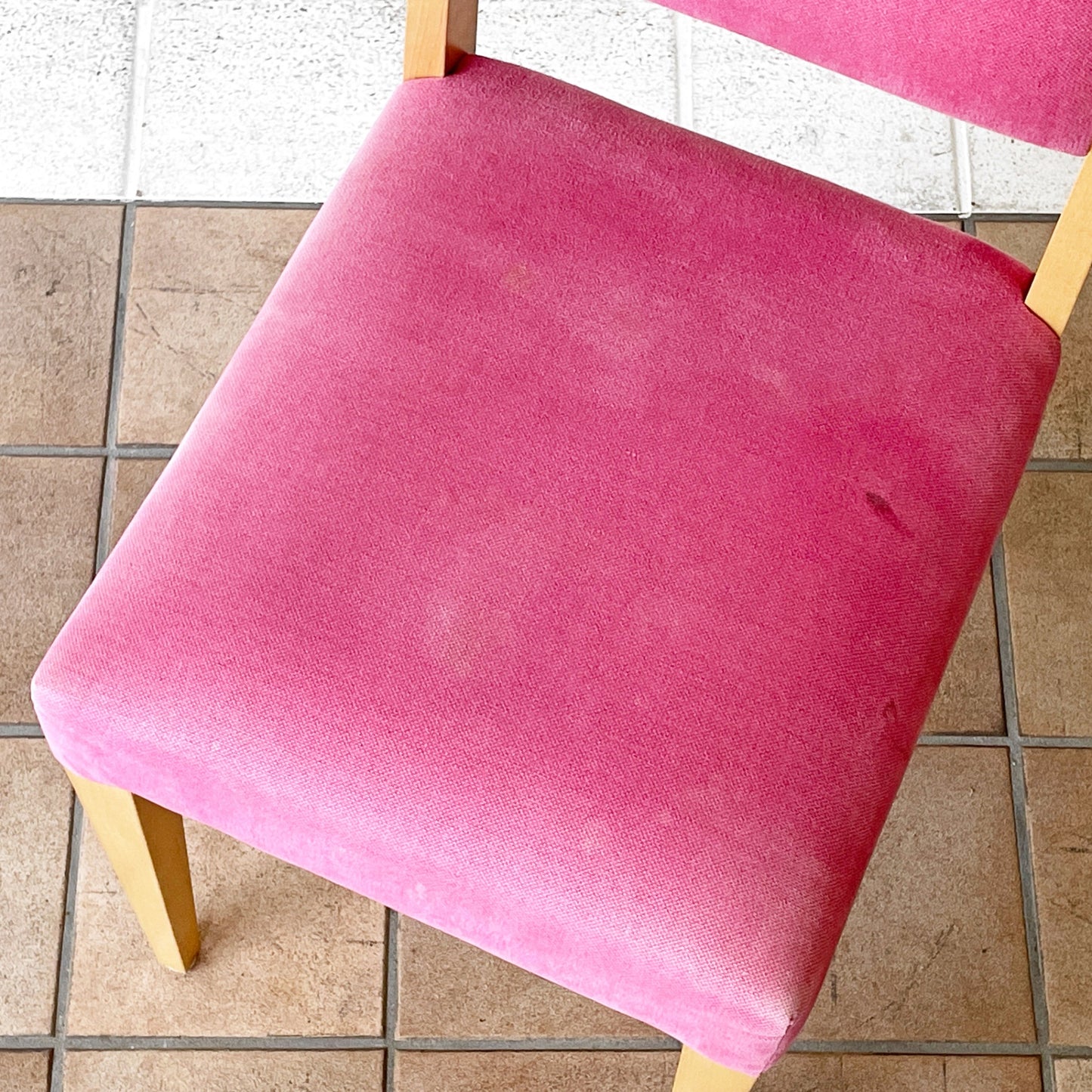 イデー IDEE アラダン チェア ALADIN Chair ダイニングチェア ピンク ファブリック メープル材 植木莞爾 廃番 ◇