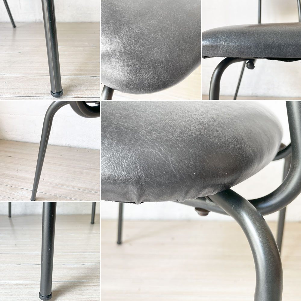ジャーナルスタンダードファニチャー journal standard Furniture j.s.F ヘンリー HENRY ダイニングチェア PVCレザー アイアン 廃番 ★
