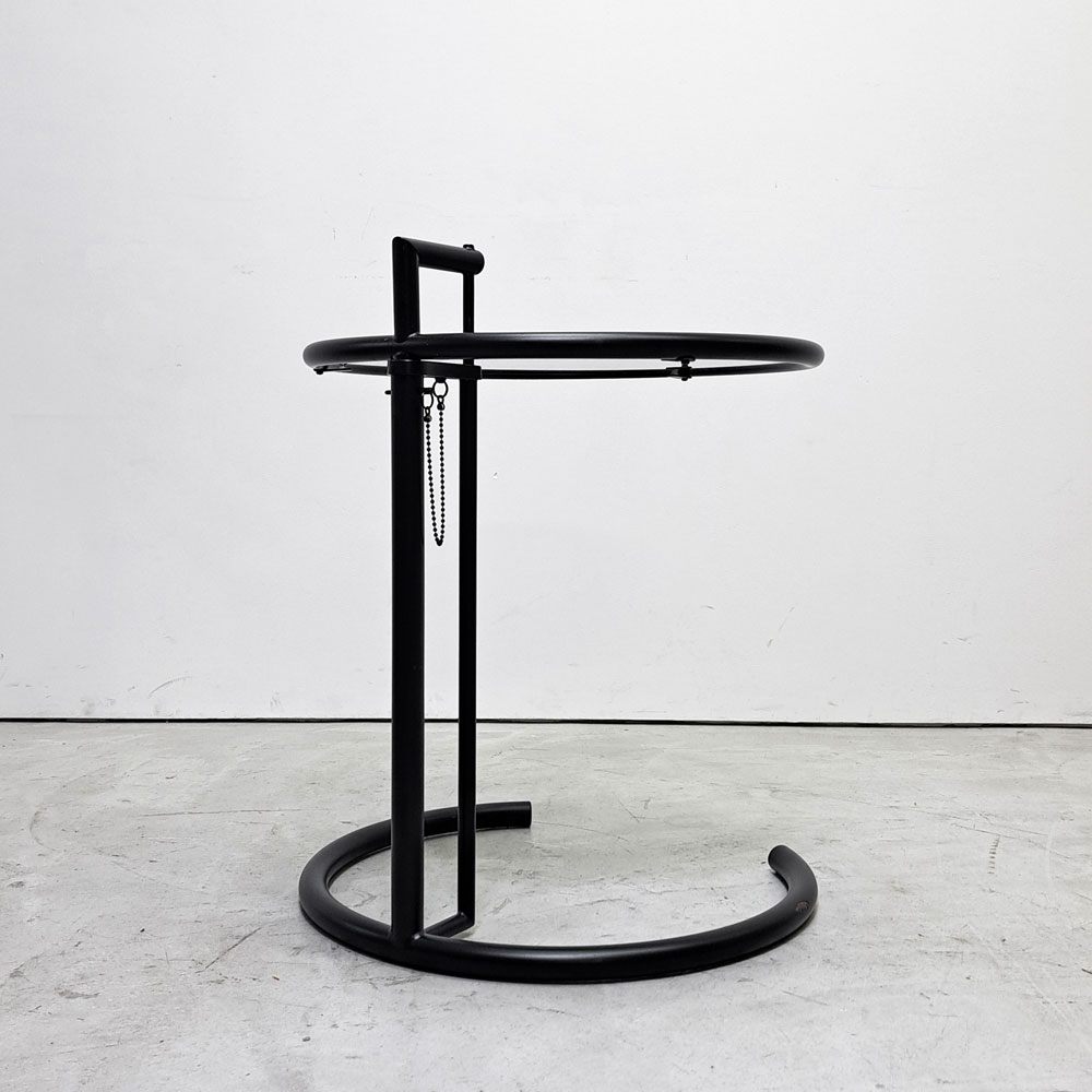 クラシコン ClassiCon アジャスタブルテーブル E1027 サイドテーブル ガラストップ マットブラック アイリーン・グレイ Eileen Gray 定価￥217,800- ●