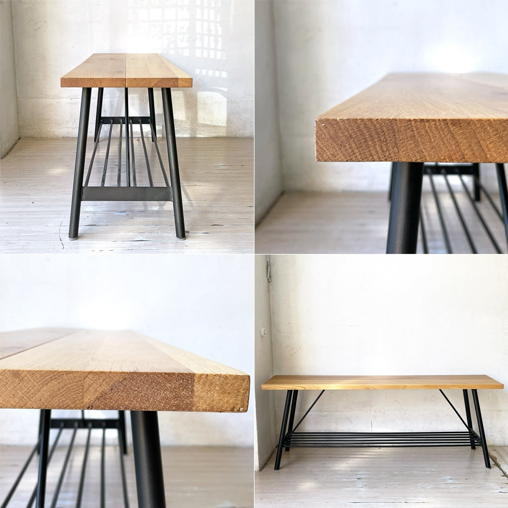 クラッシュゲート CRASH GATE ノットアンティークス knot antiques ルーイ LOEI ダイニングベンチ W120cm オーク無垢材 インダストリアル 廃盤 関家具 ★